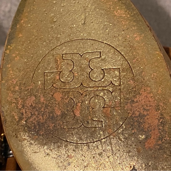 Tory Burch Wedge Heels Women’s 9M Brown Leather Cork Beaded *Missing Ankle Strap - Picture 9 of 12